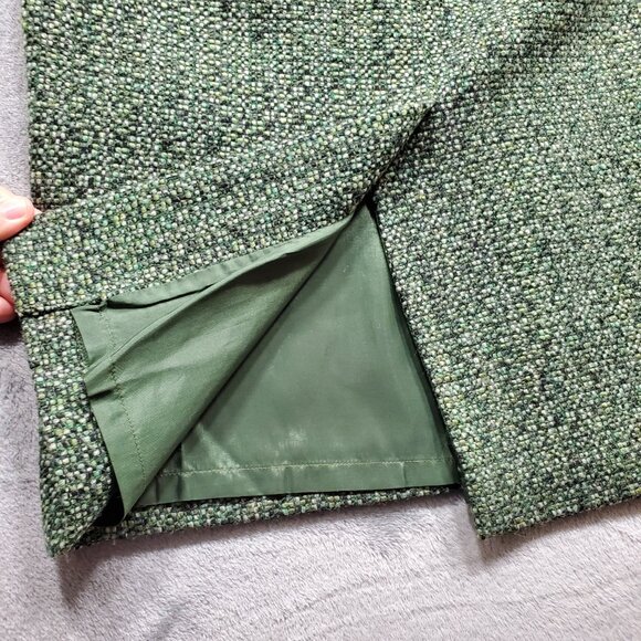Ann Taylor Loft 51% Wool Short Lined Skirt Tweed Green White Black Wm Sz 10 - Picture 7 of 9
